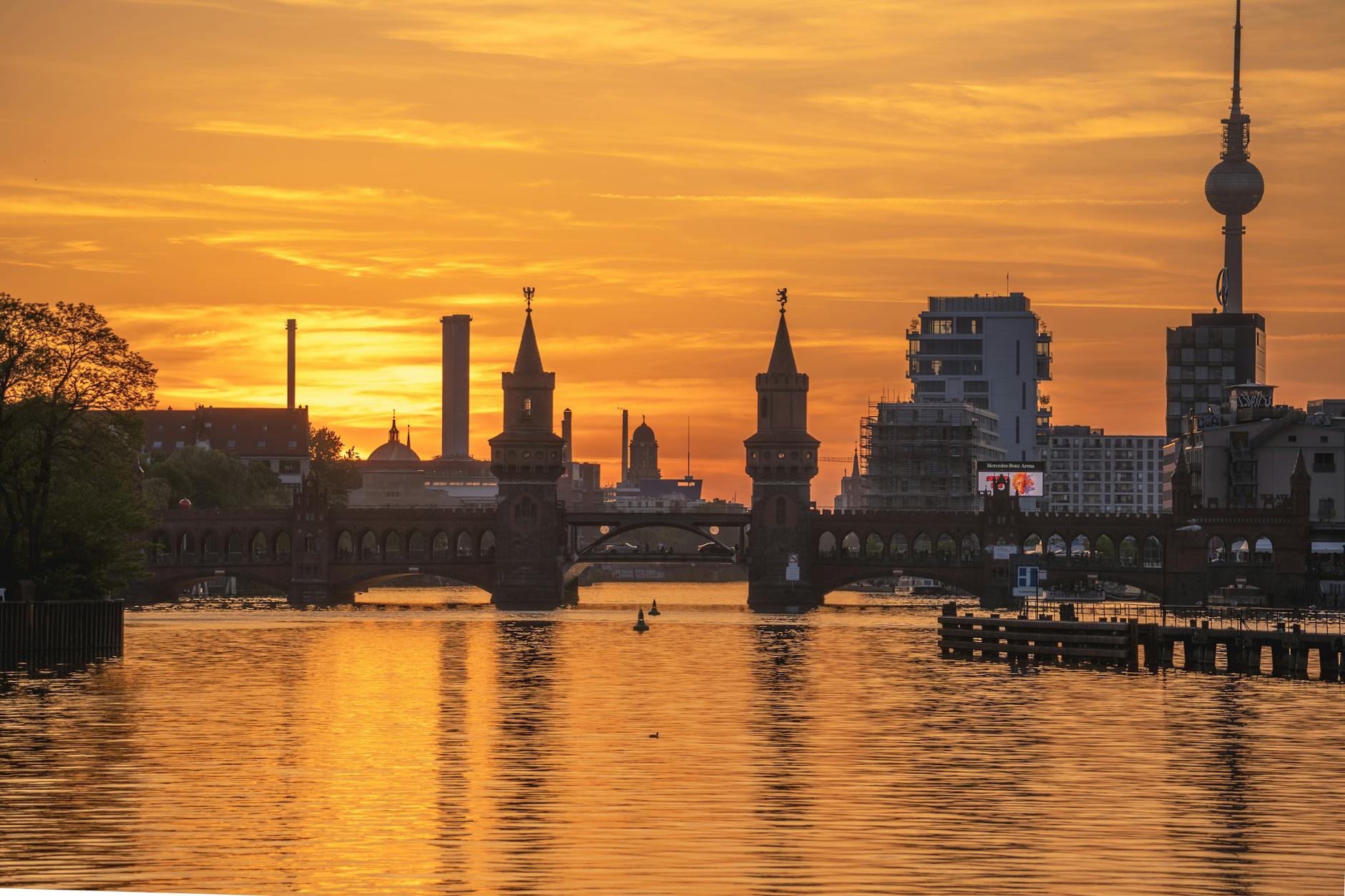 Berlin cityscape sunset view